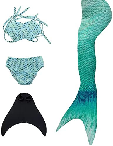 NAITOKE Meerjungfrauenschwanz mit Flosse für Mädchen Meerjungfrau mit Mermaid Tail Badeanzug,MBHDQ,120