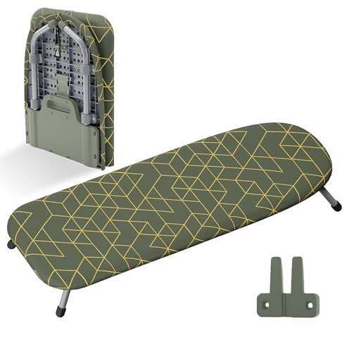 Xabitat Planche à Repasser de Table D-pli | Mini Portable avec Support Mural | Pliable pour Économiser de l'Espace | Vert