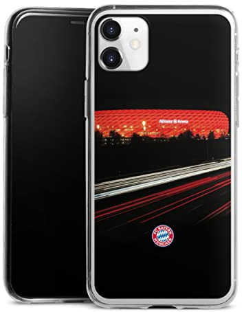 Slim Case kompatibel mit Apple iPhone 11 Silikon Handyhülle transparent Hülle extra dünn FC Bayern München FCB Stadion