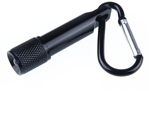 HshDUti LED Flashlight Mini Torch, 60mm Small Torches, Colorful Small Torch Light, Mini Torch Flashlight with Carabiner Clip, Camping Hiking Outdoors Party-Lightweight, Batteries Included Black
