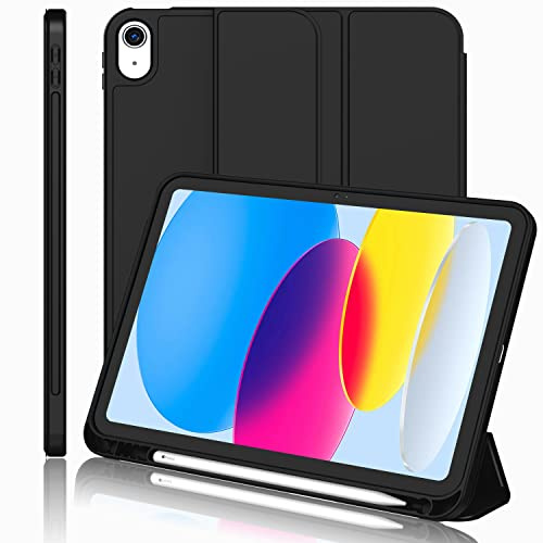 iMieet Schutzhülle für iPad (A16) / iPad 10. Generation [27,9 cm (11 Zoll) 2025/10,9 Zoll 2022] mit Stifthalter, dreifach Faltbarer Ständer, Smart Cover mit weicher TPU-Rückseite, automatische Wake