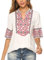 Seasonal Ukraine Bluse Sommer Damen Tunika Bohemian Stickerei Folklore Tops Boho Hippie Kurzarm Lose Oberteil (073-Weiß,2XL)