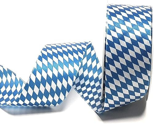 s.dekoda Schleifenband 20m x 40mm Bayernraute Oktoberfest Weiß - Blau Dekoband bayrisch