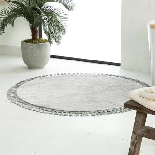 ENGLISH HOME Machine Washable Area Rugs, Bedroom Rug Fluffy, Round Rugs for Bedroom, Living Room, Kitchen Room, Soft and Cozy Fluffy Carpet 120 cm, Gray