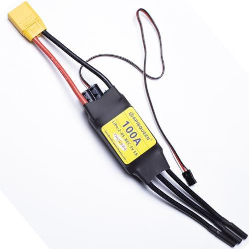 ApisQueen 2-6S 100A ESC Elektrischer Drehzahlregler mit 5V 5A BEC XT90 & 4.0mm Stecker für Flugzeug Modell RC Drohne