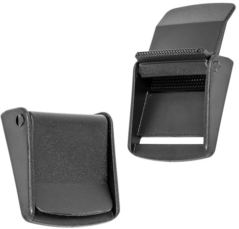 Klemmschnallen für 25 mm breite Gurtbänder, 4 Stück, in Schwarz, aus Kunststoff, Klemm-Verschluss-Schnallen, Ersatz Klemmverschluss, Schnalle Reparatur, Rucksack Gurtschnalle, Gurtdurchlass Klemmen