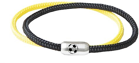 Paris Montana Das Original Segeltau Fan Vereinsfarben Sport Armband Damen Kinder Herren Fußballgravur Magnetverschluss Sportfan (22.00, Gelb-Schwarz)