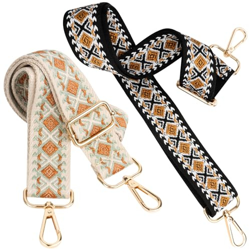 LTZGO 2 Piezas Correas de Bolso Ancho, Correa de Hombro Bolso Bandolera 80-130cm Ajustable Correa de Repuesto con Mosquetón Retro Universal DIY para Crossbody Accesorios de Bolso de Bricolaje