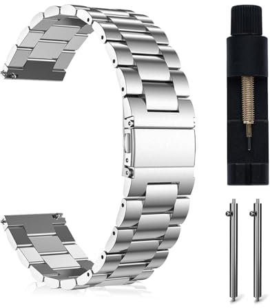 MaEiol 22mm Edelstahl Metall Armband für Huawei Watch 5 46mm / Huawei Watch GT 5 Pro/GT 5/GT 4 46mm, Business Uhrenarmband Armbänder für Damen Herren - Silber