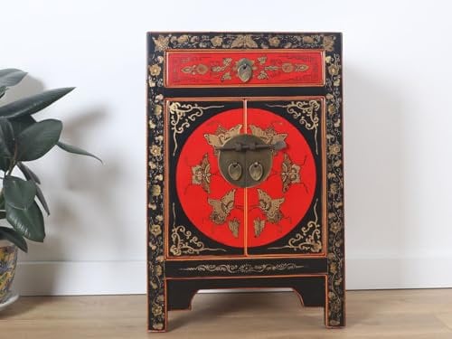 Yajutang commode chinoise buffet 1 tiroir 2 portes peint noir