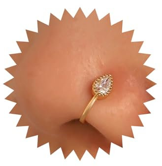 Yheakne Boho Cz Teardrop Nasenring Gold Kristall Teardrop Nase Manschette Kristall Septum Nasenringe U-förmigen Clip Auf Nase Stud Cz Hoop Nase Piercing-Schmuck Für Frauen Und Mädchen