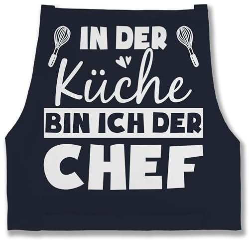 Shirtracer Schürze - Kochschürze - Erwachsene - In der Küche bin ich der Chef - 85x69 - Navy Blau - küchenschürze kochen lustig chefkoch schürzen köchin geschenk geschenke für damen