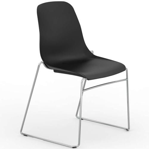 VERSEE Besucherstuhl ohne Armlehne V1803 - Kunststoff Schwarz - Belastbar bis 120 kg - Für Büros und Konferenzräume