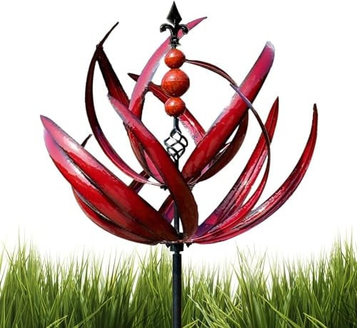 Wind Spinners | Metall Windmühle | Vogelabwehr Windrad | Metall Windrad | Windrad Für Draußen - Windrad Für Garten Wetterfest Gartenstecker Gartendeko | Höhe 90cm