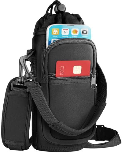 EcoEarth - Water Bottle Holder with Strap - Water Bottle Carrier Bag for Hiking - Crossbody Hydration Pouch with Phone Holder