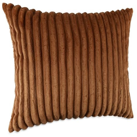 Dekokissen Kissenbezug Sofakissen Pillow Plüsch Kuschelkissen Zierkissen Cord Kissen Couchkissen Kord Kissenhülle ultraweich gestreift Lilli 50x50cm ohne Füllung Fuchsrot