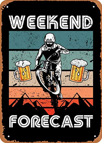 Vintage Look Metal Sign - Mountain Biking Funny Mountain Bike Beer - 8X12 Tin Plate Wall Decor