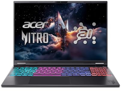 acer Nitro 16S AI Copilot+ PC Gaming Laptop | AMD Ryzen AI 9 365 Processor | NVIDIA GeForce RTX 5070 Ti Laptop GPU | 16 WQXGA IPS 180Hz Screen | 32GB DDR5 | 2TB Gen 4 SSD | Wi-Fi 6E | AN16S-61
