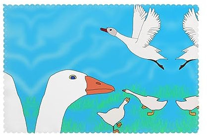 Tischsets, Motiv: Happy White Gans, 30,5 x 45,7 cm, hitzebeständig, waschbar, Party, Küche, Catering, Dekoration, 6 Stück