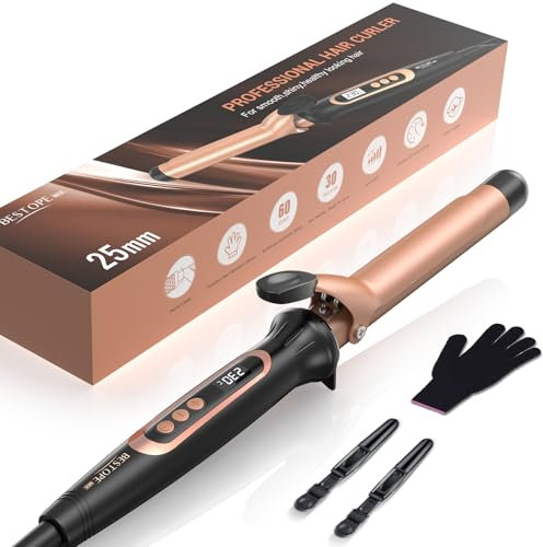 BESTOPE MIX 25 mm Lockenstab, Multi-Temperatur-Lockenstab, lockenstab Große Locken, Schnell Aufheizender Hair Curler, Lockenstäbe mit Präziser Temperaturregulierung Alle Fünf Grad, mit Handschuh