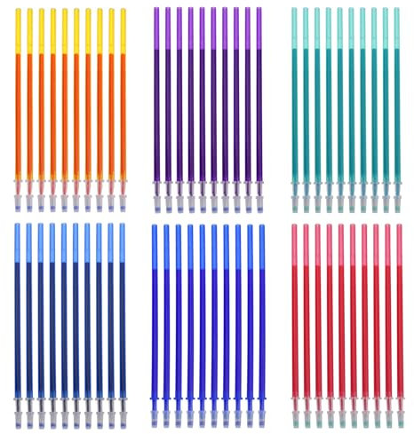 CONNECTION Farbe Radierbar Tintenroller Refill 60 Stück Radierbarer Kugelschreiber Nachfüllminen 0.5mm Löschbare Gelstiftmine für erasable pen,Tintenroller,Studenten,Schulbürobedarf (6 Farben)