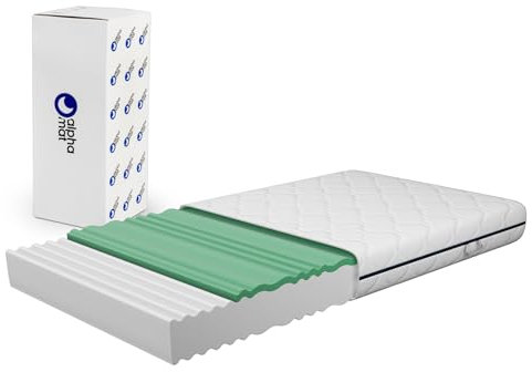 alpha mat Matratze 180x200 Schaumstoffmatratze Simply Höhe 15 cm, Rollmatratze 7-Zonen Härtegrad H3 H2 mittelfest, Wendematratze, Oeko-Tex, Hyperallergen, waschbarer Bezug