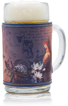 Maßgwand Bierkühler Manschette für 1L Maßkrug bayrischen Stil aus Neopren | Hält Bier länger kühl | Für Biergarten, Volksfest & Oktoberfest