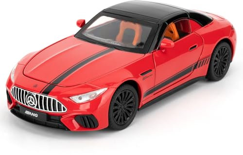 imtfzct Mercedes-Benz SL63 Toy car, 1:22 scale Model Car, Toy Car with Sound, Light and Pullback Function, Opening Door, Collector's Model, Gift for Children aged 4-7 years (red)