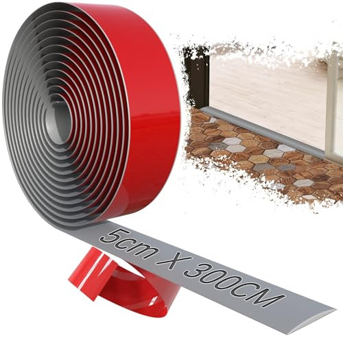 TXXATX 300cmx5cm Perfil de Transición para Suelo Gris Tapajuntas Suelo Adhesivo Autoadhesivo Perfil PVC para Baldosas Suelo Laminado y Alfombra