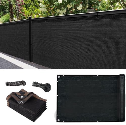 SuQurtom Garden Privacy Netting 2m x 5m - 90% Blocking Privacy Fence Screening UV-Resistant Tear-Resistant Shade Net with Ropes and Ties for Outdoor Balcony, Garden, Pool (Black)