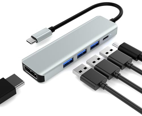 USB C Hub Adapter: 5-in-1 USB C Dock with 8K@60Hz DisplayPort 3 USB 2.0 Data Ports 100W PD Power Delivery USB Hub Multiport Docking Station for Laptop M1/M2 MacBook Air Galaxy Surface Go XPS iPad