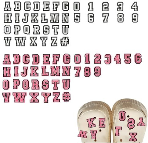 Hugwish Schuhe Charm Buchstaben Alphabet A-Z Zahlen 0-9 74pcs, Buchstaben Anstecker Pins Für Crocs, Accessoires Shoe Charm Stecker Sticker Buchstaben Für MäDchen Damen