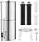 Système de Filtration par Gravité 11 L, Filtre à Eau Gravité en Acier Inoxydable, Filtre de Comptoir avec 4 Éléments Filtrants et Robinet, Purificateur d’Eau Potable pour Maison, Camping et Extérieur