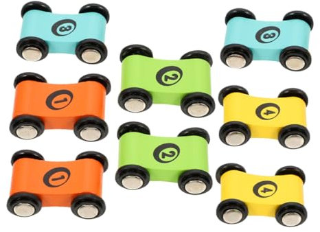 VANZACK 8Stücke Mini Holzautos Interaktives Brettspiel Für Spielzeugauto Farben Je Holz Automodelle Für Kreative Rennstrecken Und Pädagogisches
