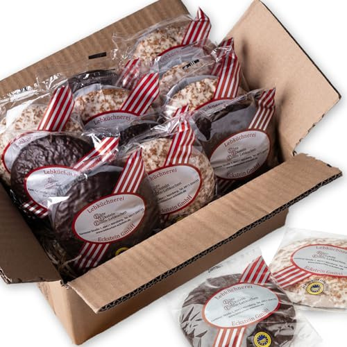 Lebkuchen Eckstein - 100 Stück gemischt im Versandkarton - 7500g - Nürnberger Elisenlebkuchen
