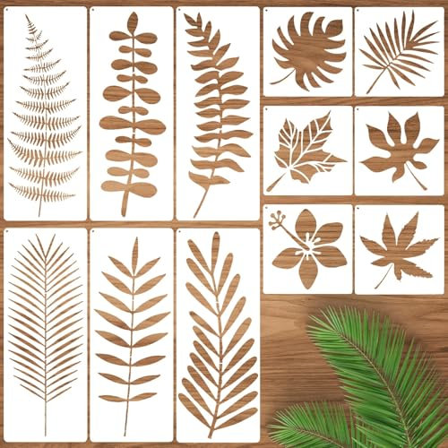Tropische Blätter-Schablonen-Set, 6 wiederverwendbare Monstera- und Palmblatt-Zeichenvorlagen für Wanddekoration und Handwerk