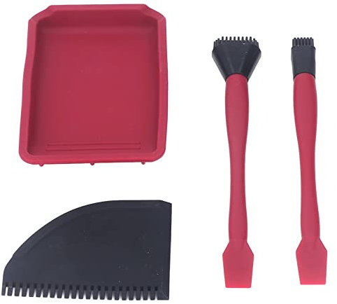 Silicone Glue Kit 4Pcs Applicator Set - 2 Brushes, 1 Comb, 1 Tray for Woodworking Crafted Projects