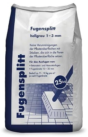 Hamann Mercatus GmbH Fugensplitt Hellgrau 1-3 mm 25 kg hochwertiges Fugenmaterial, Langlebigkeit, Gartenwege, Terrassen, Einfahrten, Belastbar, Unkrauthemmend