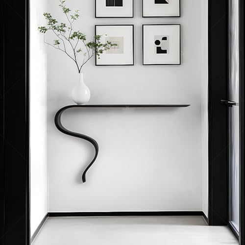 SXKLYRF Console Suspendue pour Entrée, Table Console Meuble en Frêne, Tables D'Entrée pour Porte D'Entrée, Fixation Murale Suspendue, 100 X 16 X 60 cm(Black)