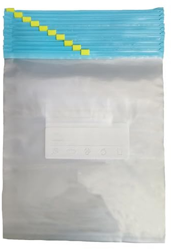 10 Pcs Large Zip Lock Bags, Reusable Freezer Bags, Food Storage Ziplock Bag | Clear PE Plastic Bags with Expandable Bottom, Leakproof Airtight Seal for Kitchen Food Travel Toiletries Storage