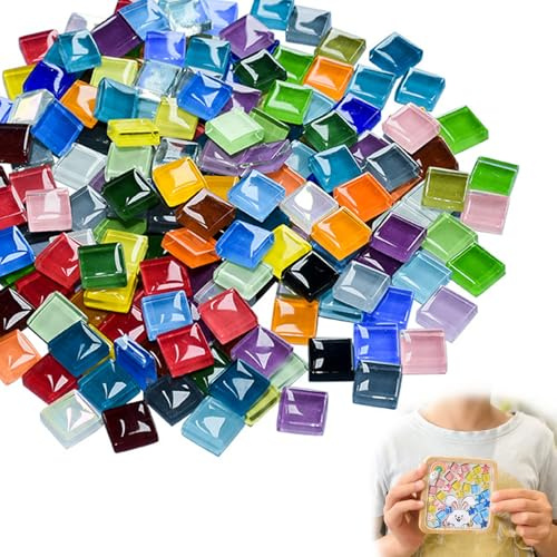 Quadratische Mosaiksteine 500g Mosaikstein Bunte Mosaikstein | Basteln 1 x 1 cm Diy Basteln Handwerk Deko Mosaik Steine Bunt Glas Mosaiksteine für Heimdekoration Garten Blumentöpfe