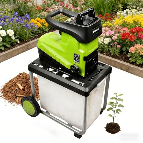 Sushangmao Garden Shredder,Electric Garden Shredder, 45mm/1.77 Branches, With 60l Large Capacity Detachable Box And Adjustable Grinding Size Knob,New Hobbing Cutter Head