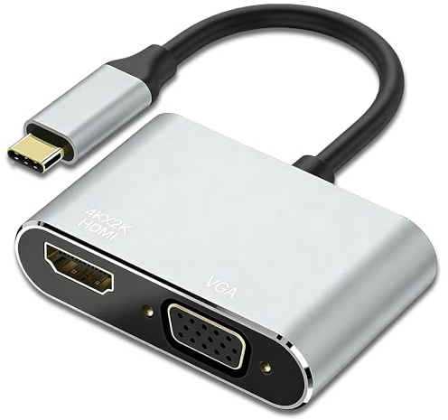 AUNEK USB C to HDMI VGA Adapter 2 in 1, USB C Hub with 4K HDMI, VGA, 100W PD Charging & USB 3.0, Type C Display Adapter for MacBook Air, Pro, Laptops, Tablets
