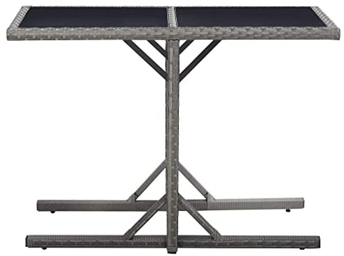 GeenYuu Gartentisch Anthrazit 110x53x72 cm aus Poly Rattan mit Glasplatte, wetterfest und pflegeleicht, Stabiler Stahlrahmen, moderner Outdoor Tisch für Terrasse und Garten
