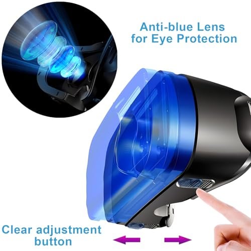 VR Brille Handy, Virtual Reality 3D Headset mit Fernbedienung, Augenschutz Handy Brille HD Anti-Blau Linsen VR Headset, Kompatibel IOS Android für Phone 5,0-7,0 Zoll