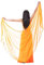 SHOWYOU Leichter halbrunder Chiffon-Handschal, Bauchtanz-Kostüm, Outfit, Hüftschal, Paillettenbesatz, Schal, Schleier, Neon-Orange, 98.43 x 47.24 inch