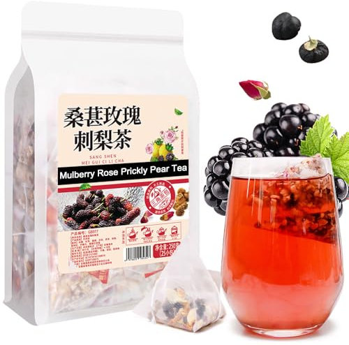 Plant Gift Mulberry Rose Prickly Pear Tea Bag 8.81oz (10g*25bags) Rock Dugar, Lilie, chinesischer reiner natürlicher, Gesundheitspflege gemischter Tee, Kombination von Blumen Tee 250g 桑葚玫瑰刺梨茶