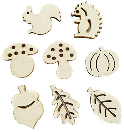 Amosfun Holz Scheiben Tier Pilz Blatt Form Natürliche Holz Ausschnitte Holz Anhänger Tisch Streu Deko für DIY Handwerk zum Basteln Bemalen 100 Stück