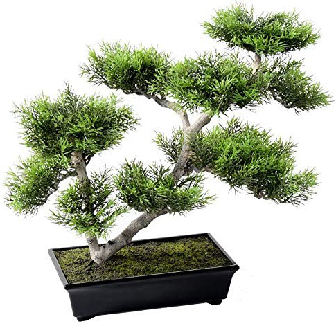 PEGANE Plante Artificielle Haute Gamme Spécial extérieur/PIN Artificiel Bonsai - Dim : 42 x 48 cm