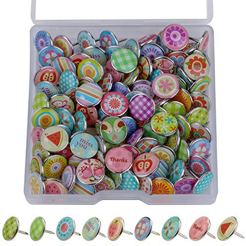 MWOOT 100 Stücke Dekorative Reißzwecke, Mode Stecknadeln Metall Push Pins für Weltkarte, Karte, Cork Board, Stoffmarkierung (Stil B)